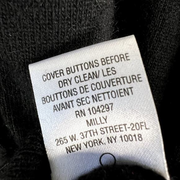 Milly Black Angora Blend Knit Cardigan Sweater Snap Button Crystal Flower SMALL - Picture 6 of 7